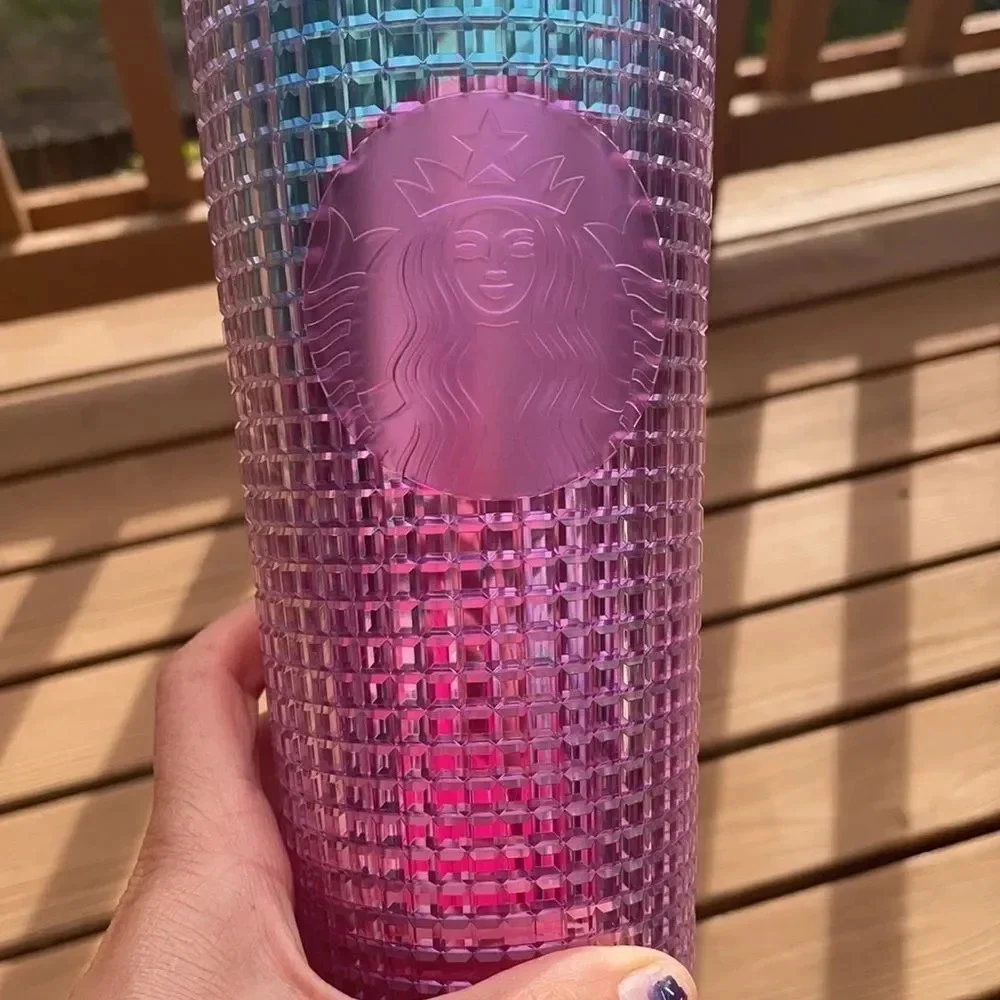 Starbucks Blue & Pink Grid Kaleidoscope 24oz Tumbler